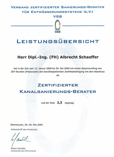Zertifikat Kanalsanierungs-Berater